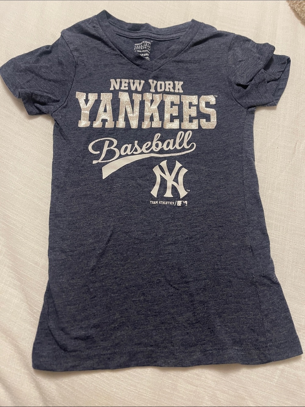 MLB New York Yankees Navy Short Sleeve Tee with White Print